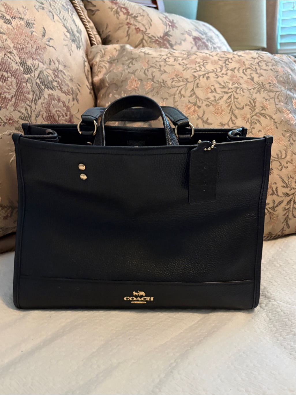 Coach Black Pebbled Leather Dempsey Carryall
